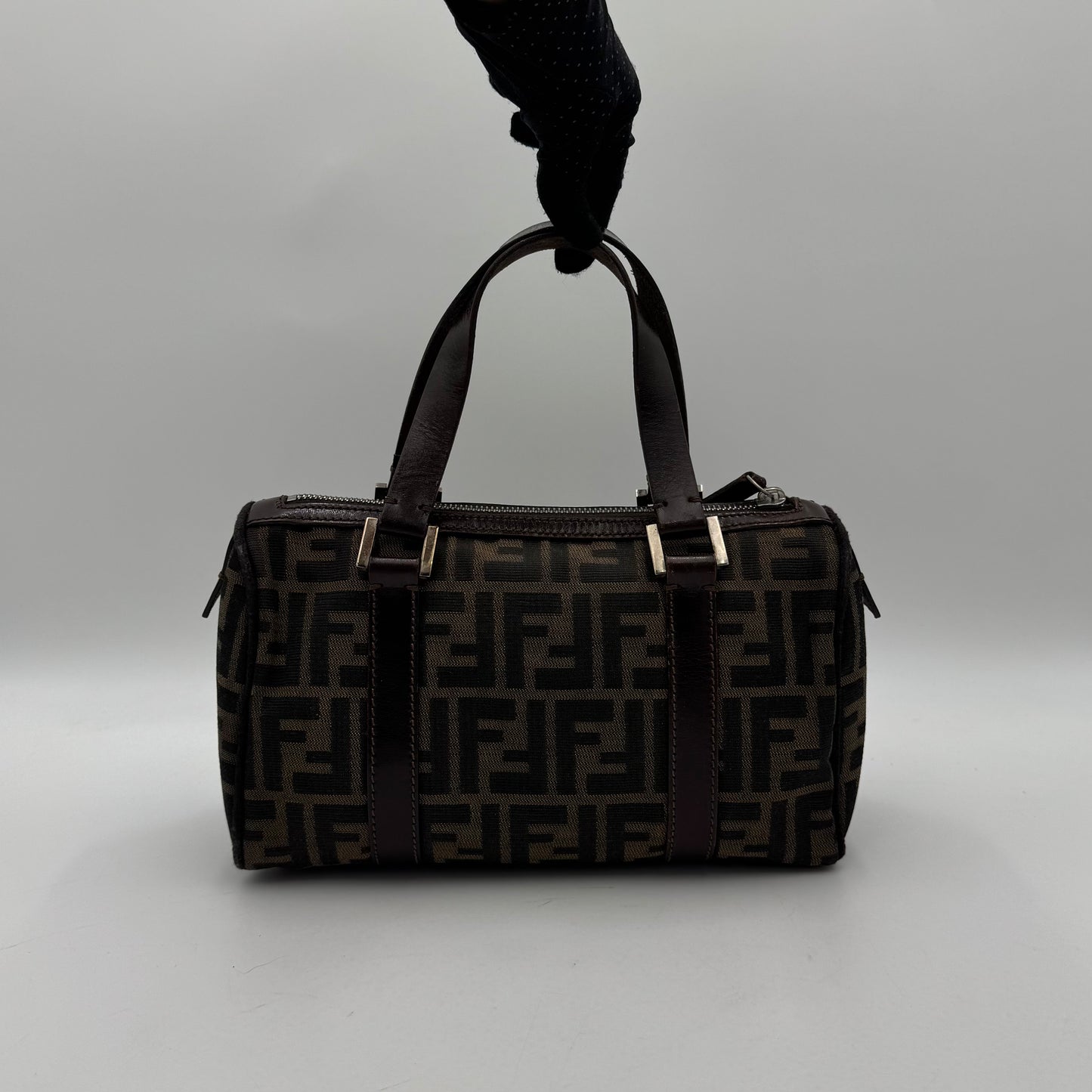 Fendi Tobacco Zucca Canvas and Leather Small Boston