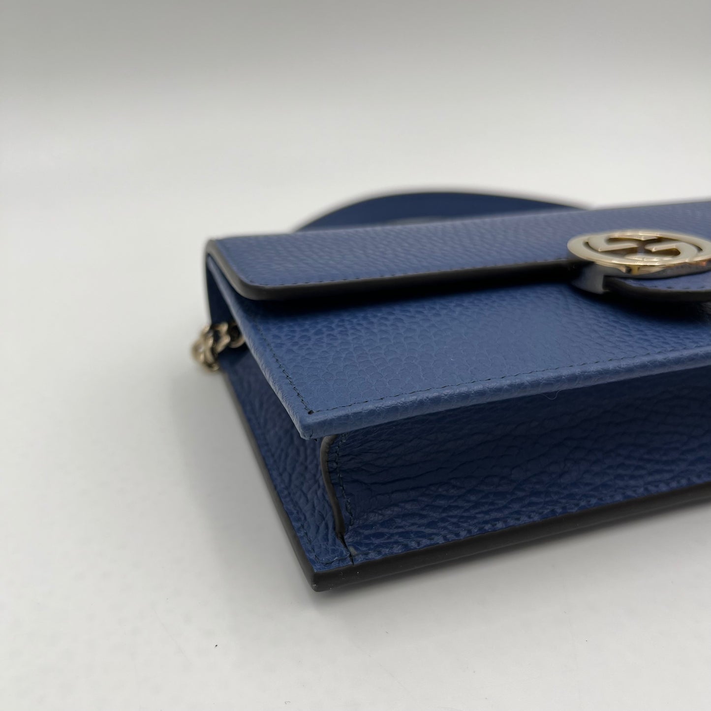 Gucci Blue Leather Interlocking G Wallet on Chain