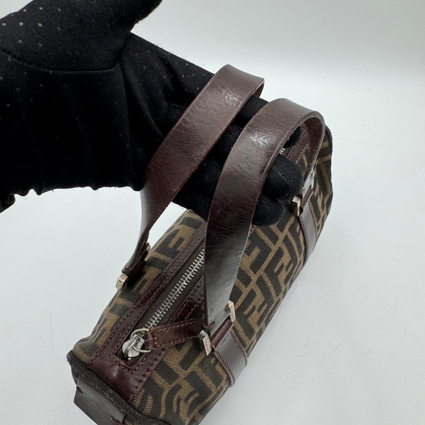 Fendi Tobacco Zucca Canvas and Leather Small Boston