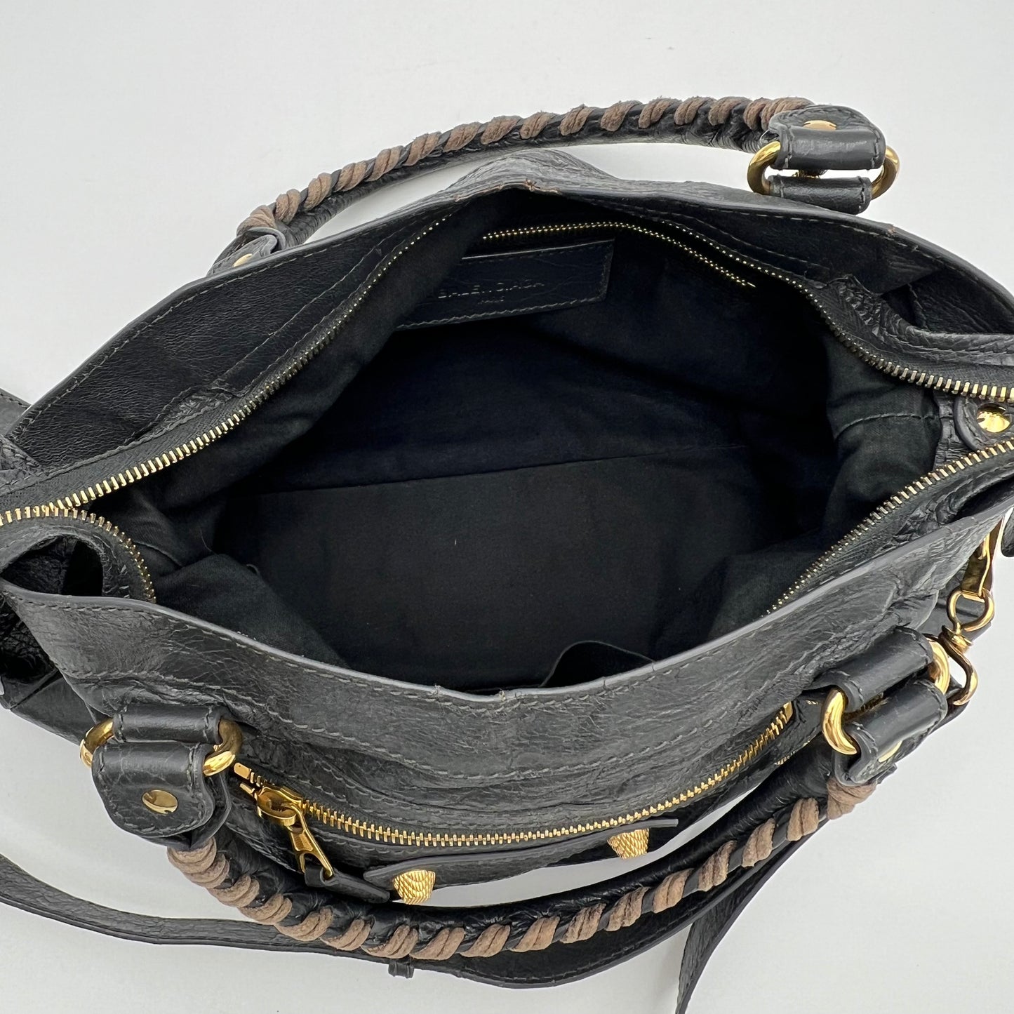 Balenciaga Dark Gray Leather Giant 12 Town GHW