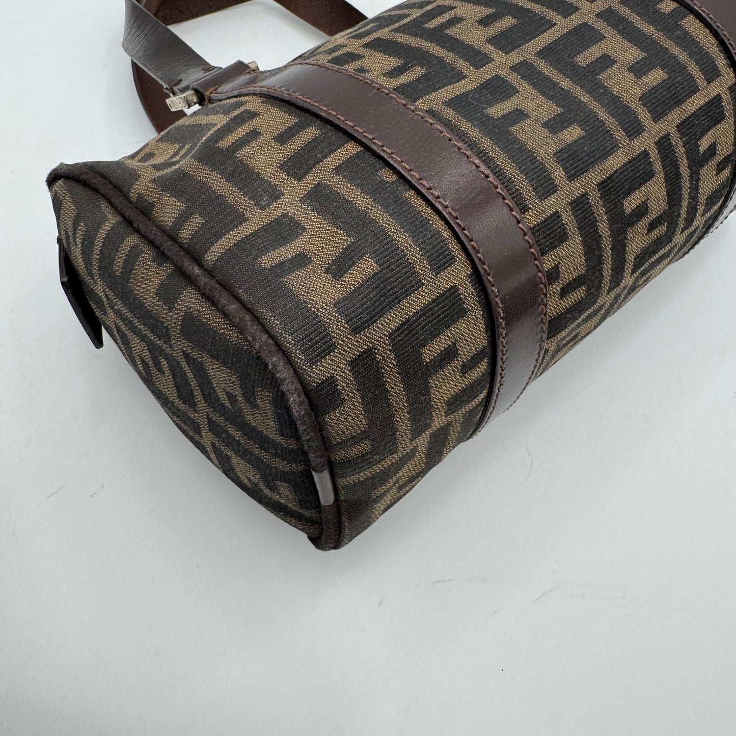 Fendi Tobacco Zucca Canvas and Leather Small Boston