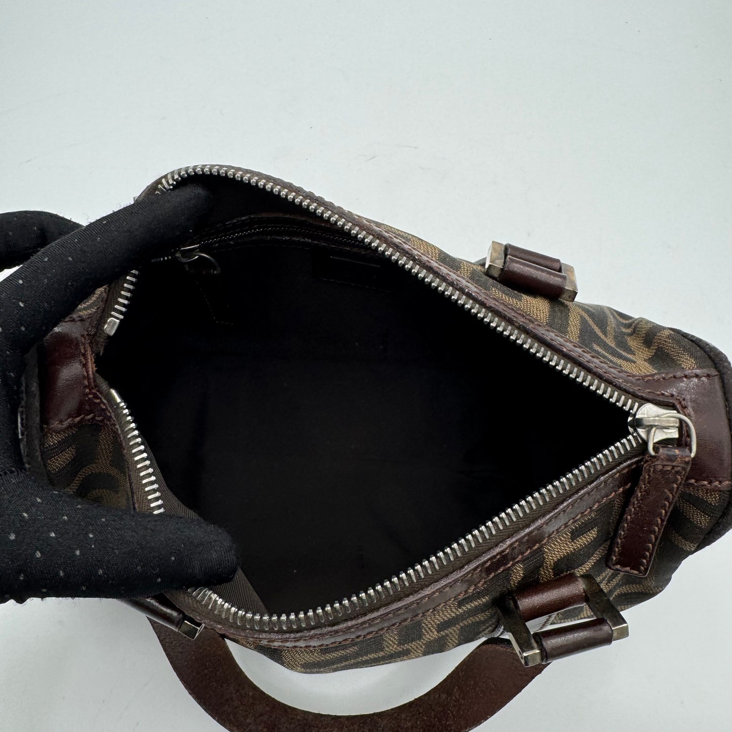 Fendi Tobacco Zucca Canvas and Leather Small Boston