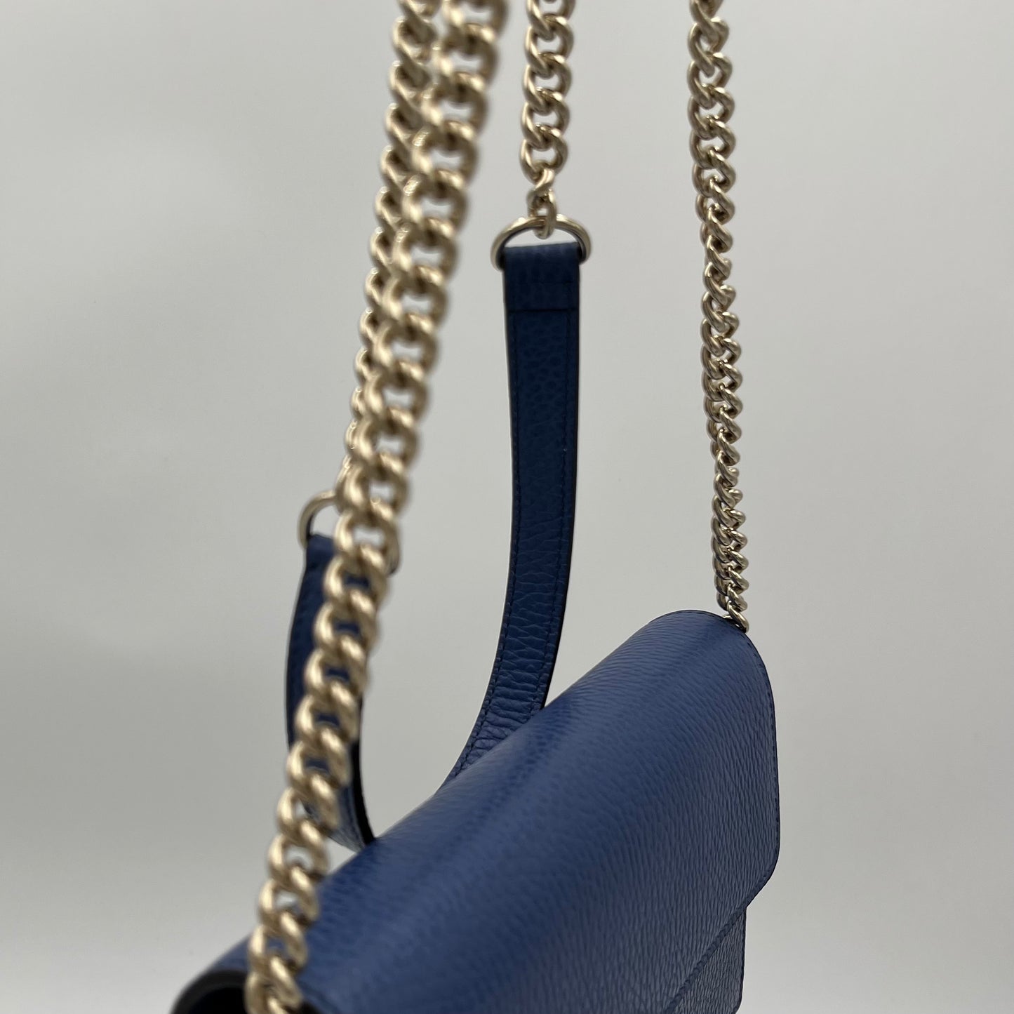 Gucci Blue Leather Interlocking G Wallet on Chain