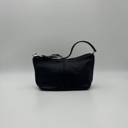 Coach Vintage Black Leather 9844 Mini Hobo Baguette SHW