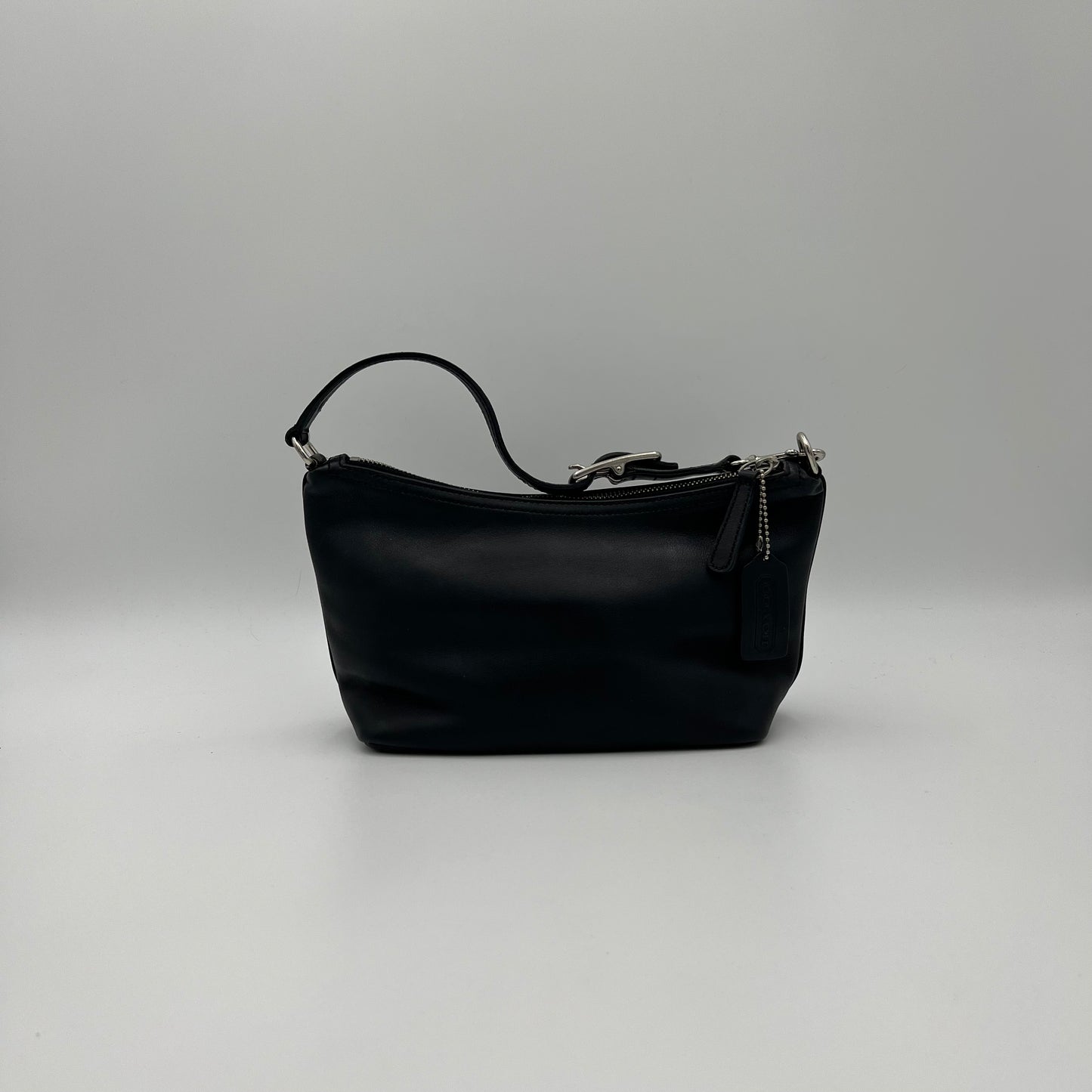 Coach Vintage Black Leather 9844 Mini Hobo Baguette SHW