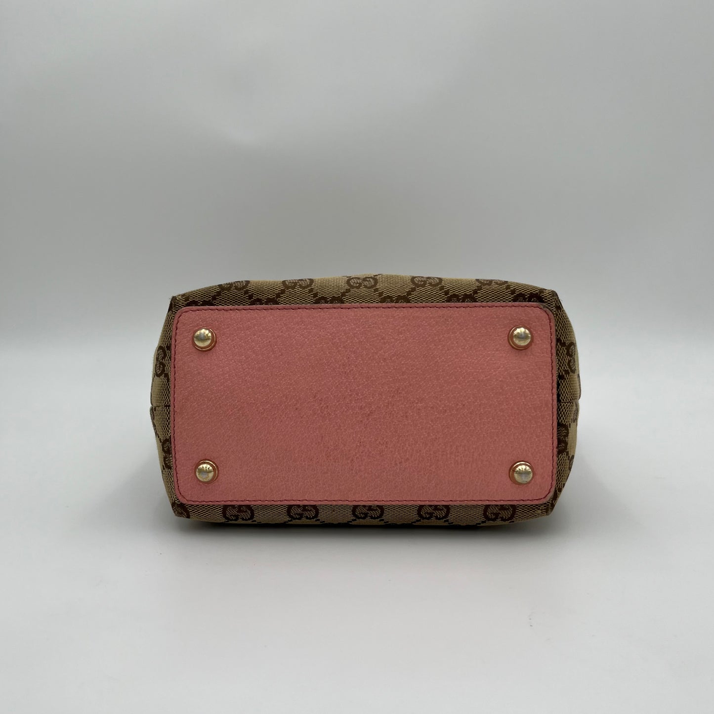 Gucci Beige Monogram Canvas Pink Leather Small Eclipse Tote