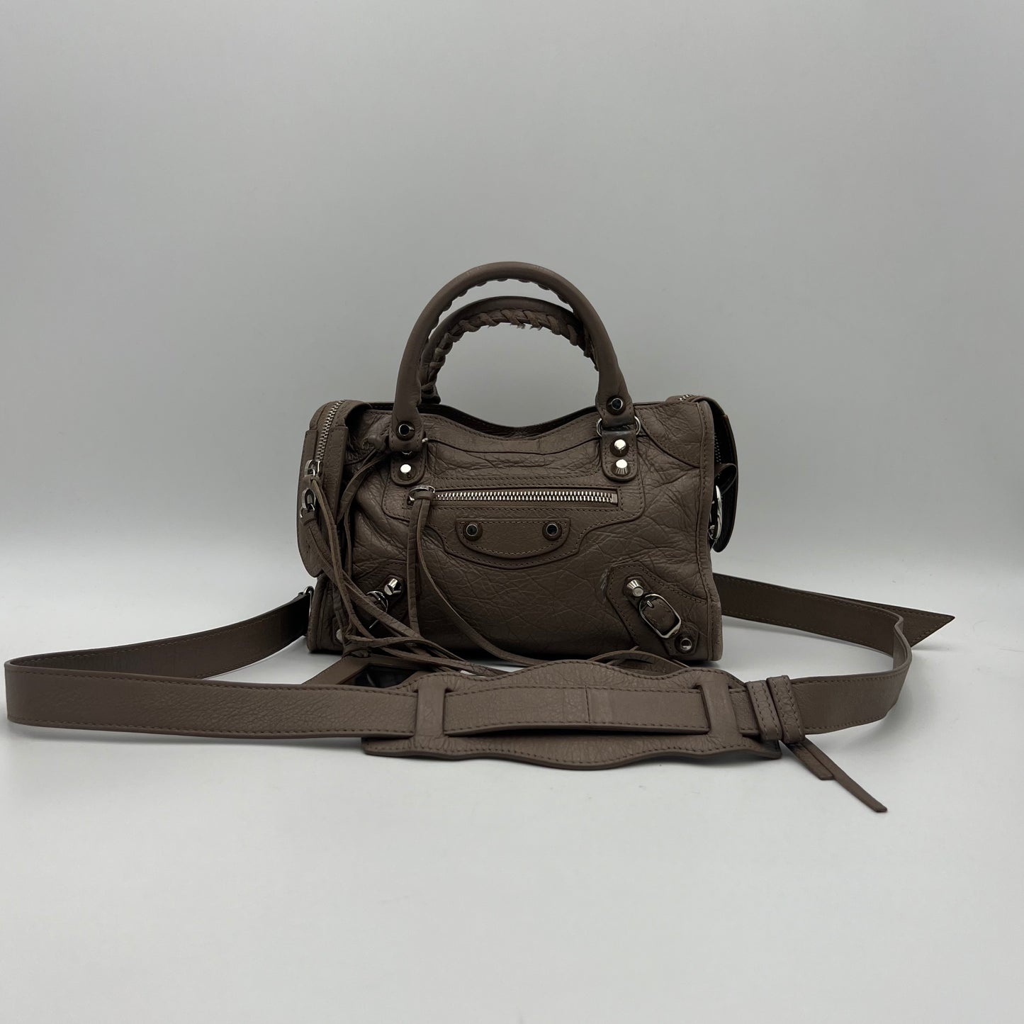 Balenciaga Taupe Leather Classic Mini City SHW