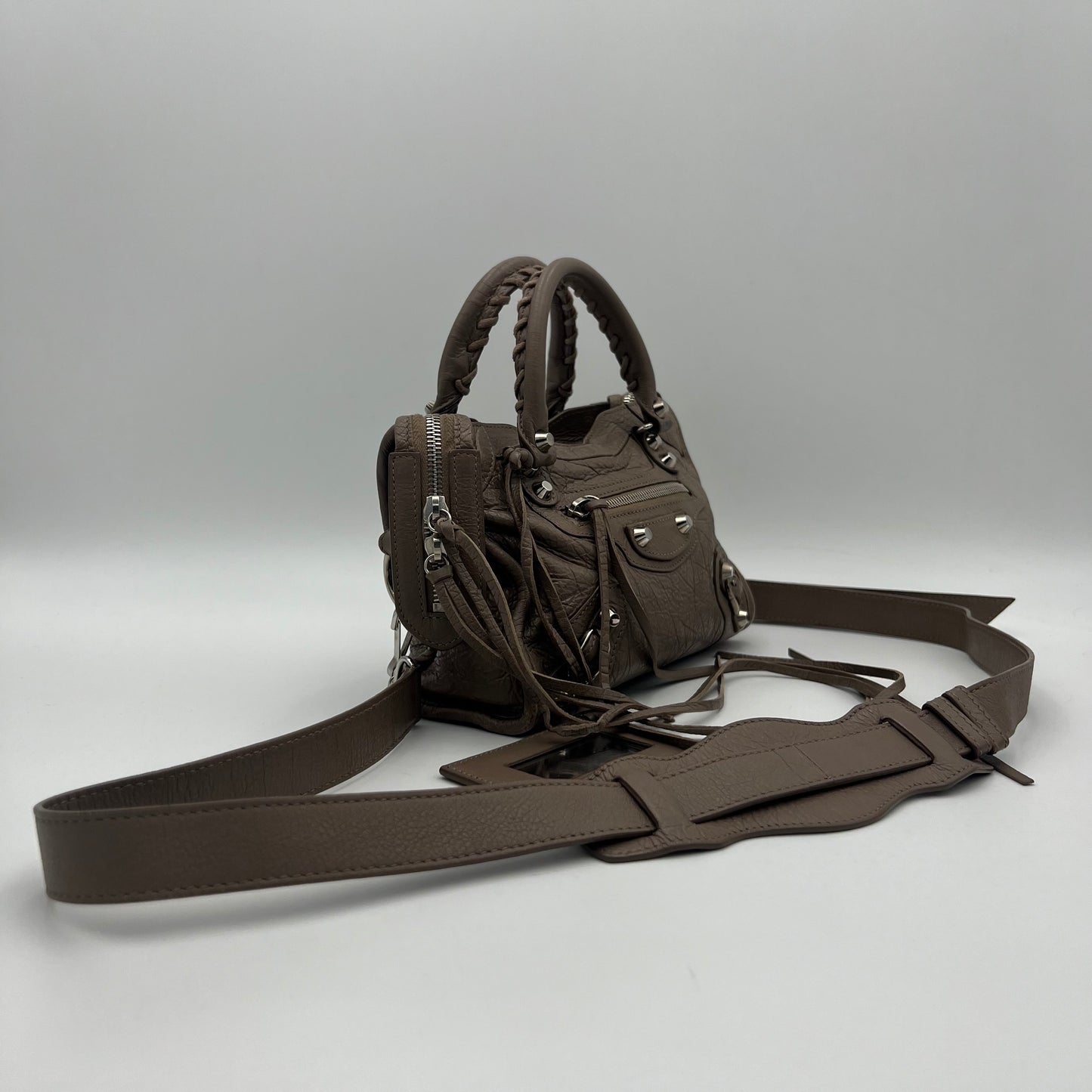 Balenciaga Taupe Leather Classic Mini City SHW