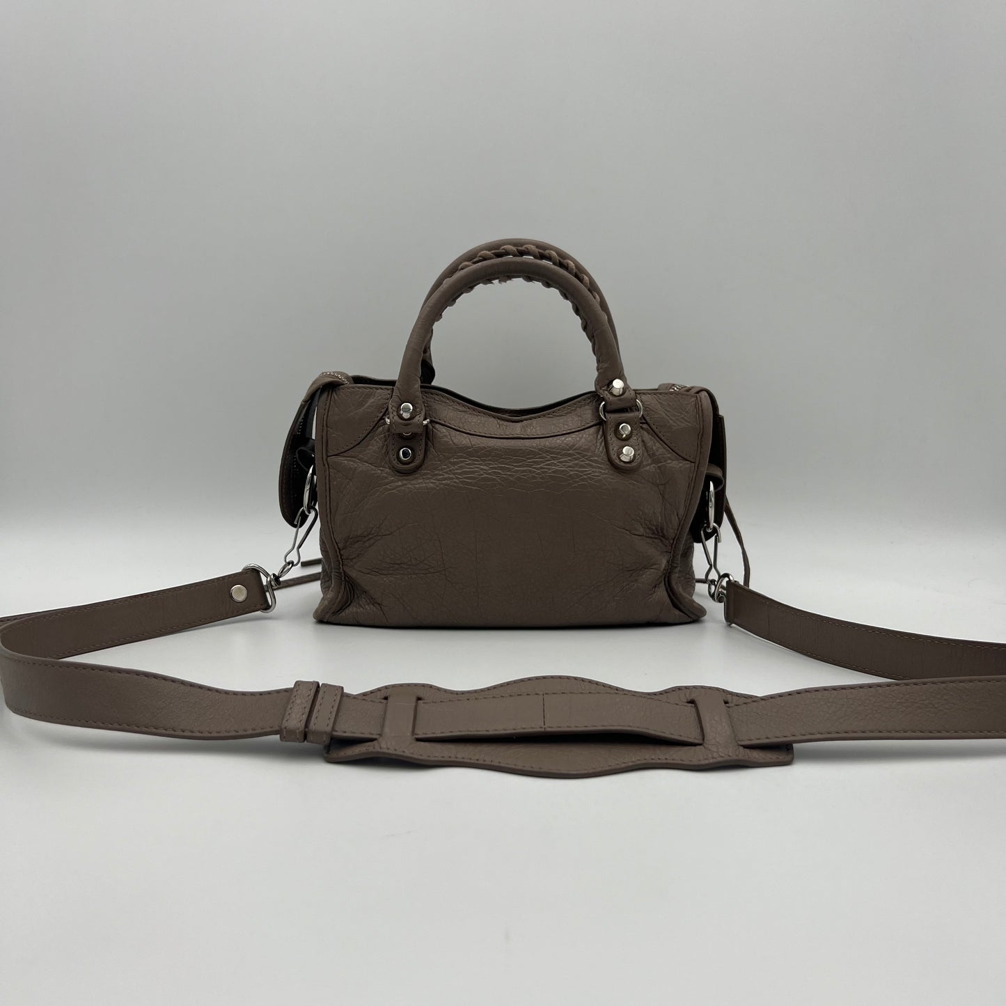 Balenciaga Taupe Leather Classic Mini City SHW