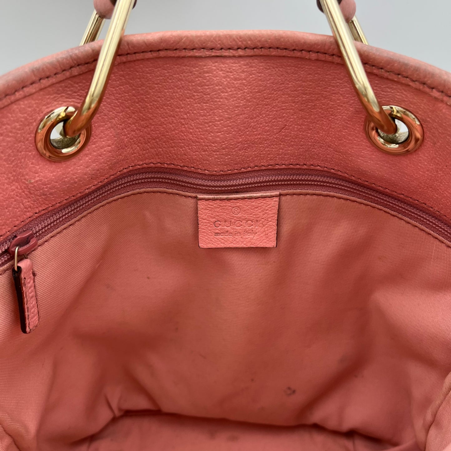 Gucci Beige Monogram Canvas Pink Leather Small Eclipse Tote