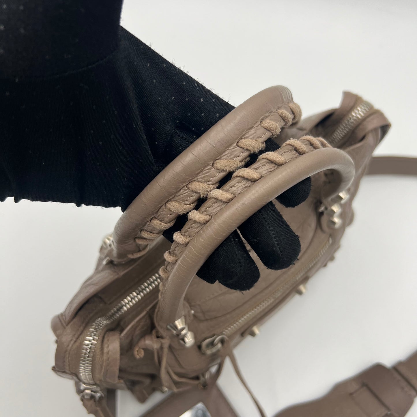 Balenciaga Taupe Leather Classic Mini City SHW