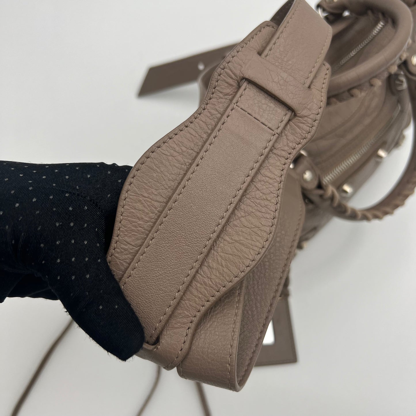Balenciaga Taupe Leather Classic Mini City SHW