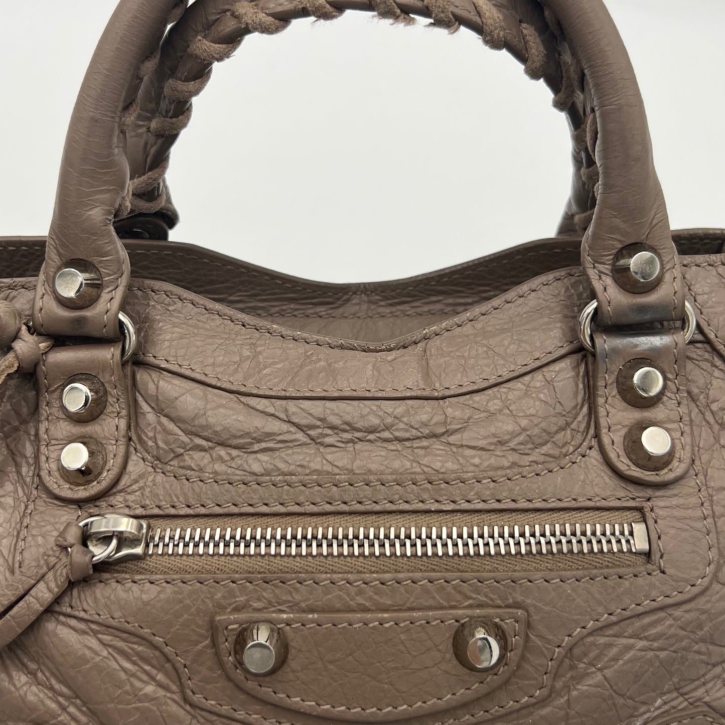 Balenciaga Taupe Leather Classic Mini City SHW