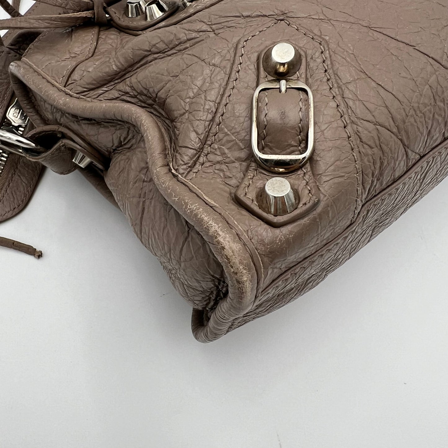 Balenciaga Taupe Leather Classic Mini City SHW