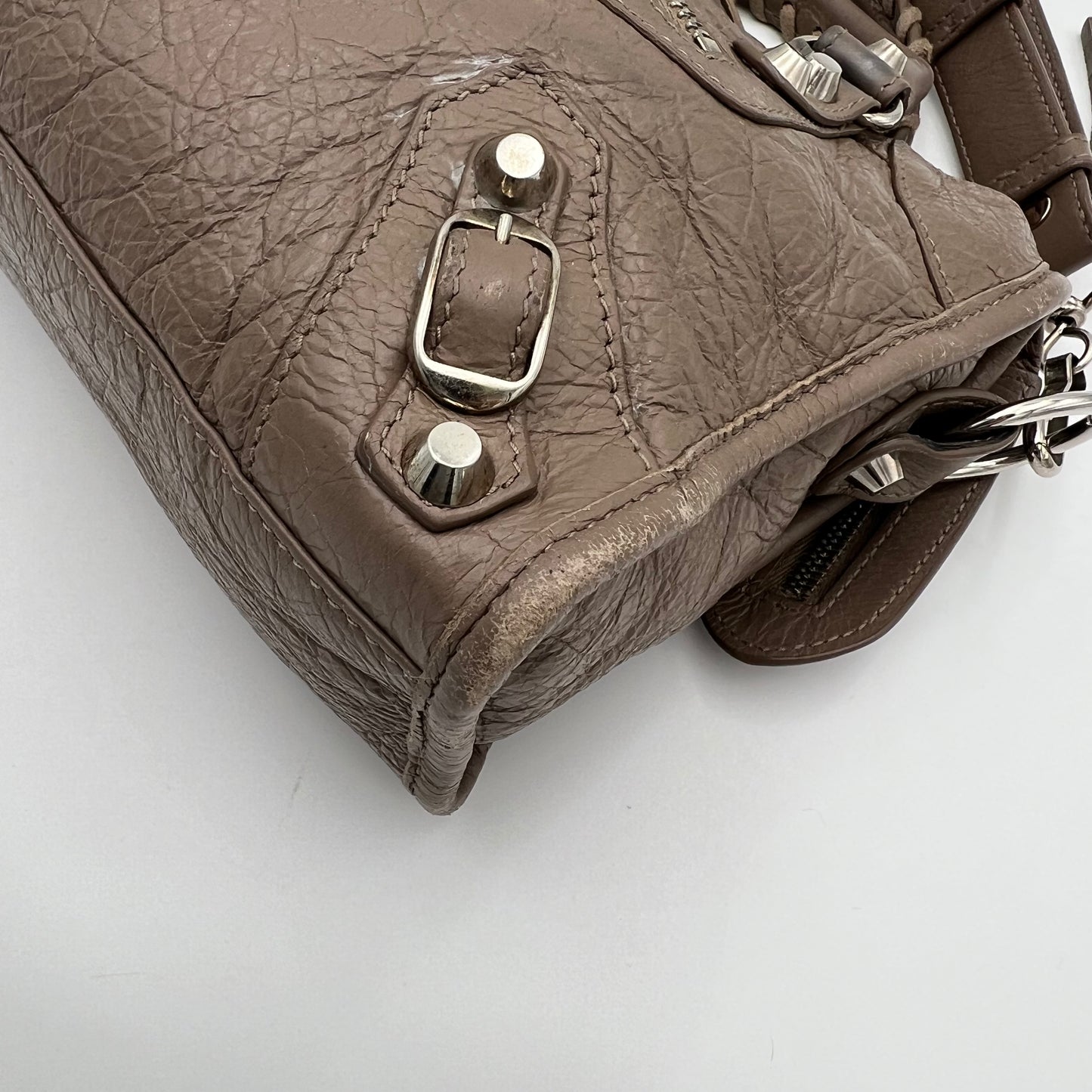 Balenciaga Taupe Leather Classic Mini City SHW