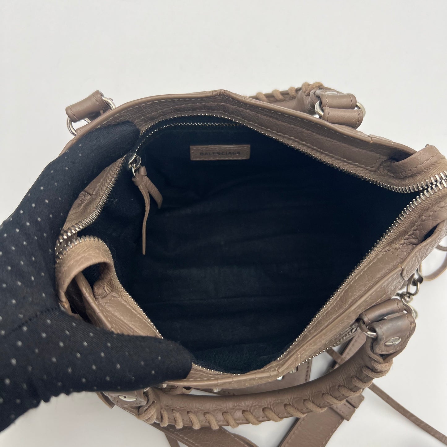 Balenciaga Taupe Leather Classic Mini City SHW