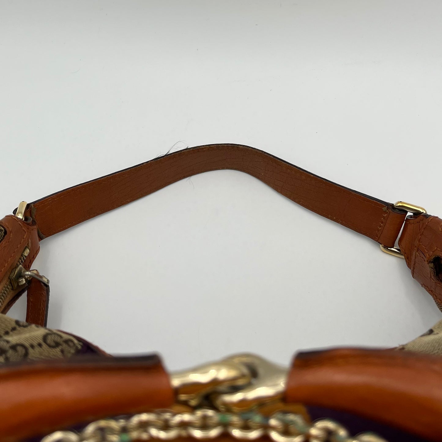 Gucci Monogram Canvas Orange and Purple Sherryline Horsebit Chain Large Hobo Bag