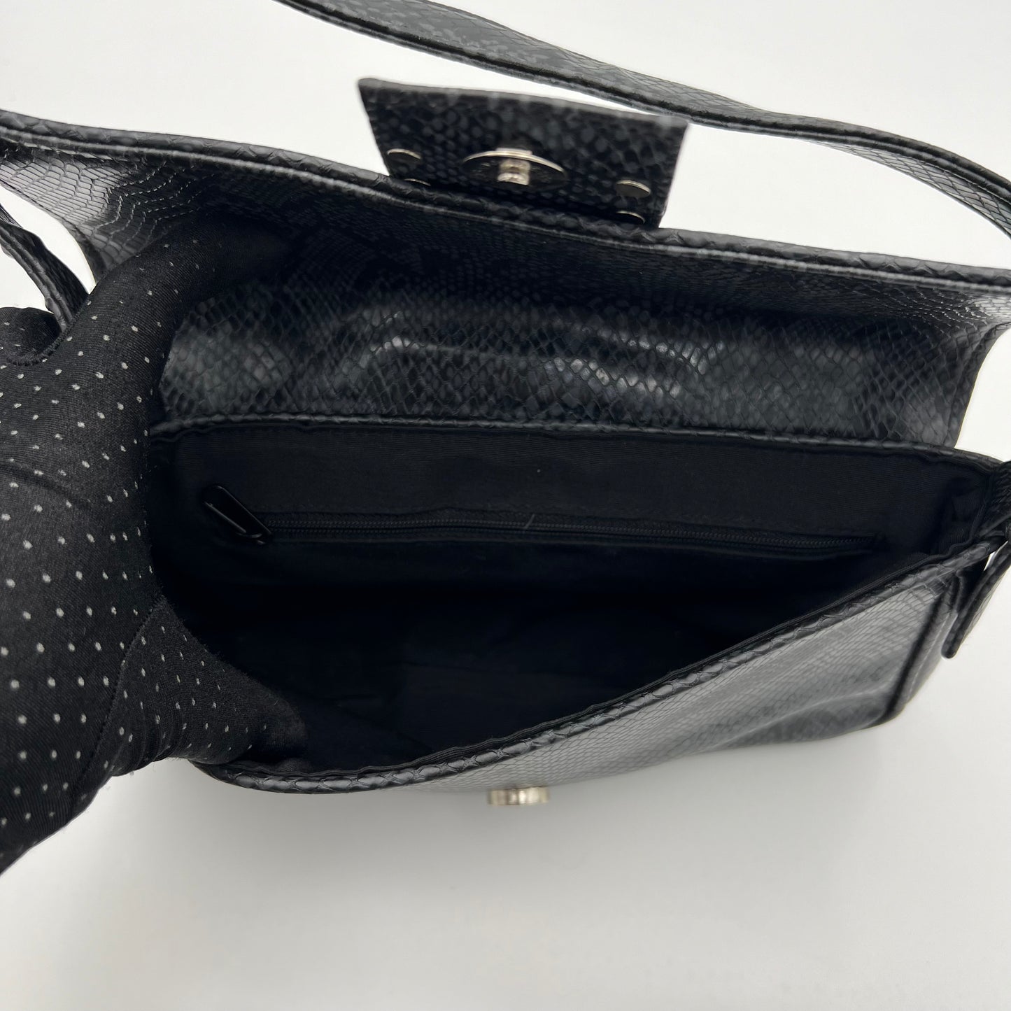 Guess Vintage Floral Embroidered Snakeprint Baguette
