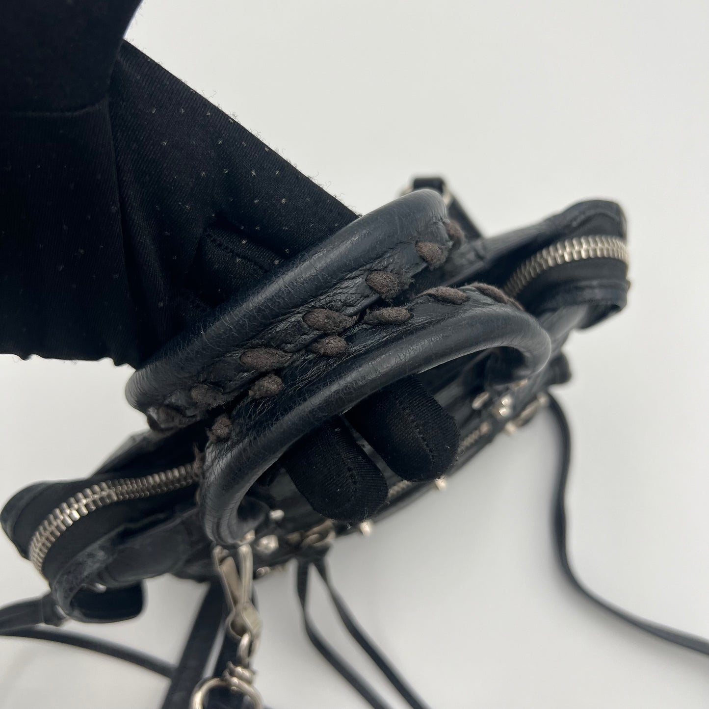 Balenciaga Black Leather Metallic Hardware Classic Nano City SHW
