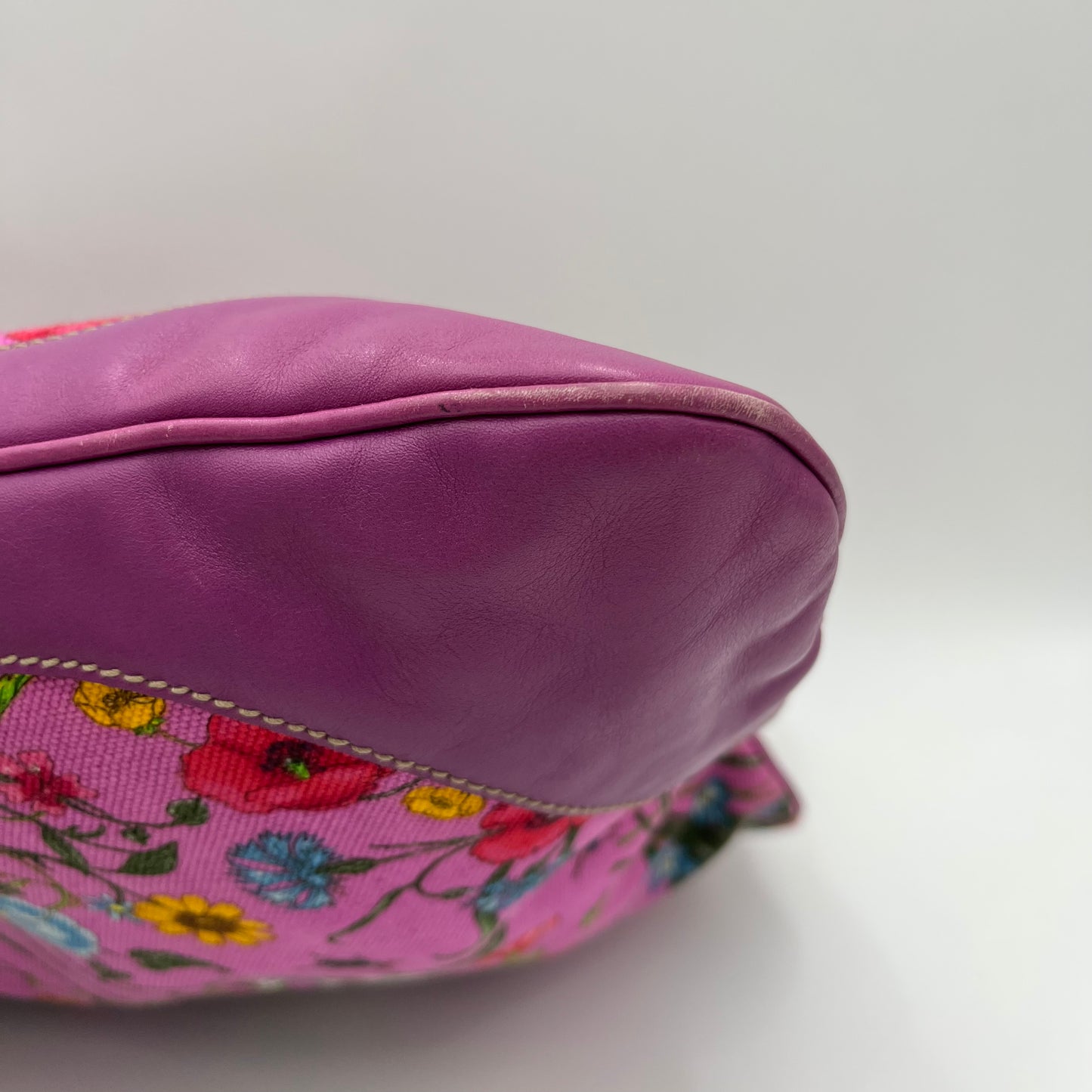 Gucci Purple Pink Floral Canvas and Leather Jackie Hobo Shoulder Bag