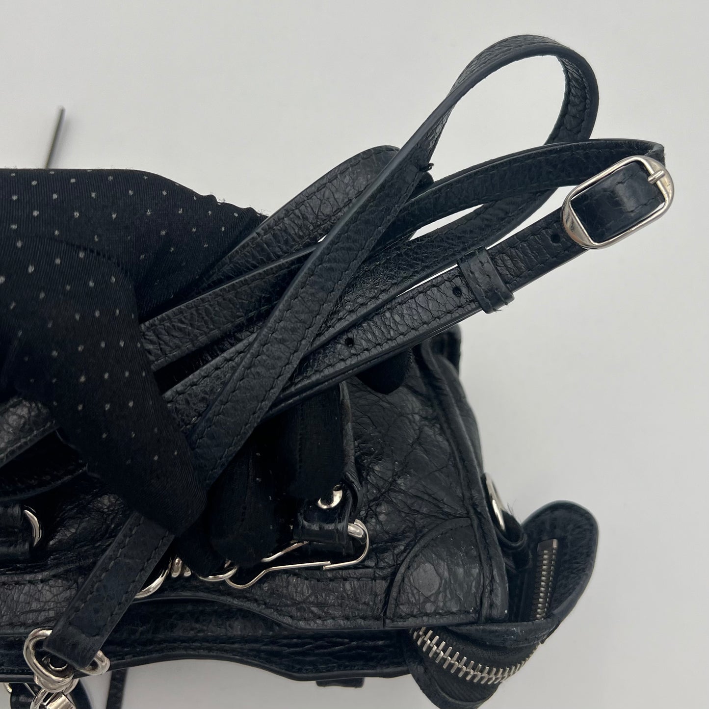 Balenciaga Black Leather Metallic Hardware Classic Nano City SHW