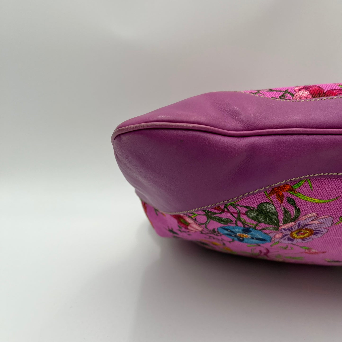 Gucci Purple Pink Floral Canvas and Leather Jackie Hobo Shoulder Bag