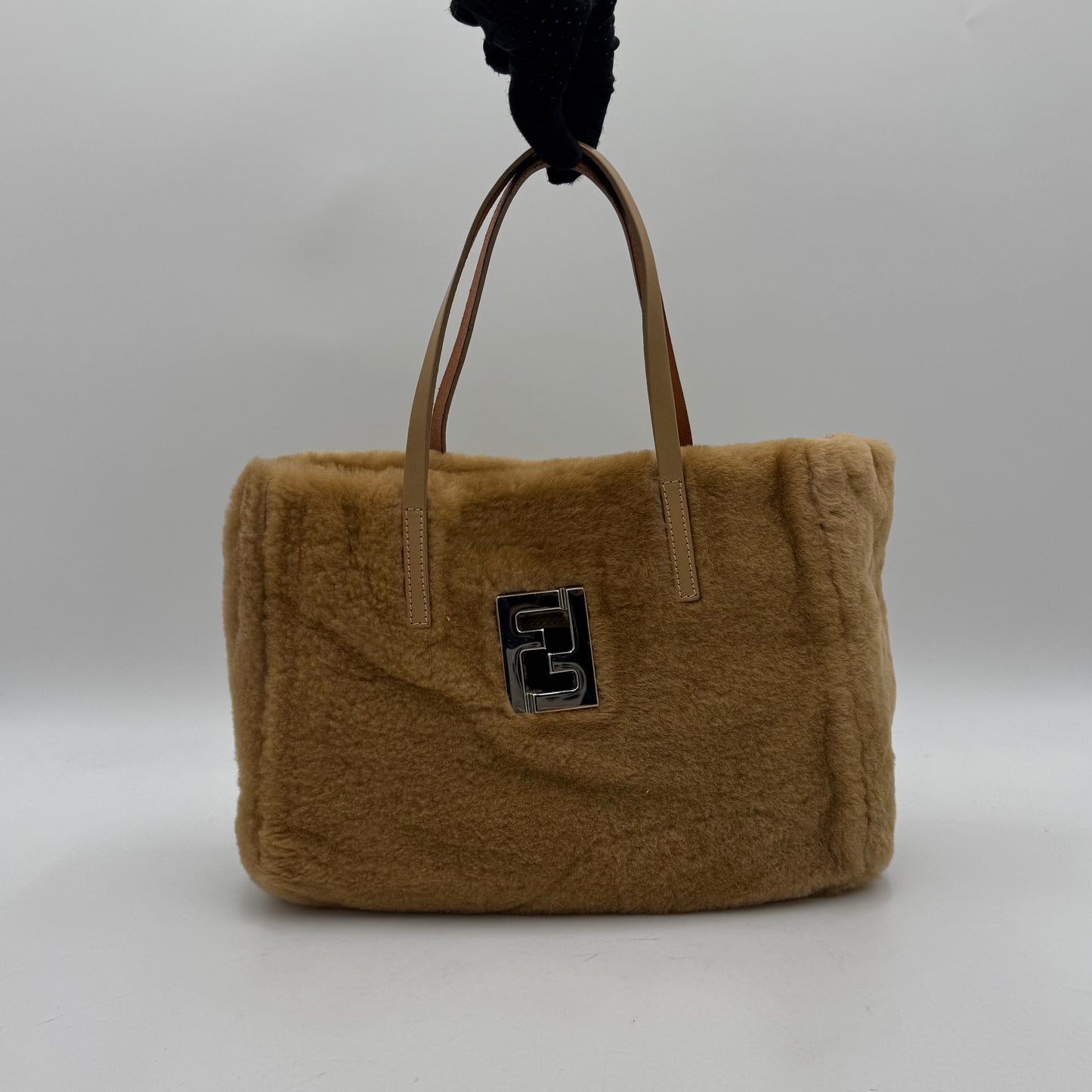 Fendi Light Brown Fur Shearling FF Handbag