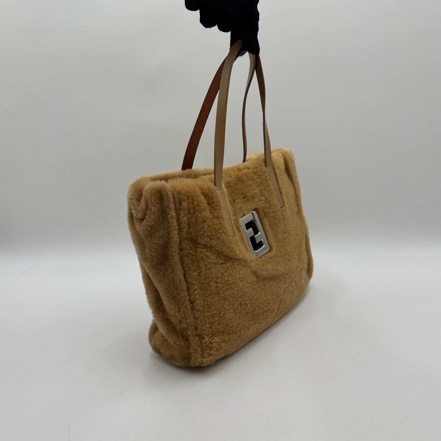 Fendi Light Brown Fur Shearling FF Handbag