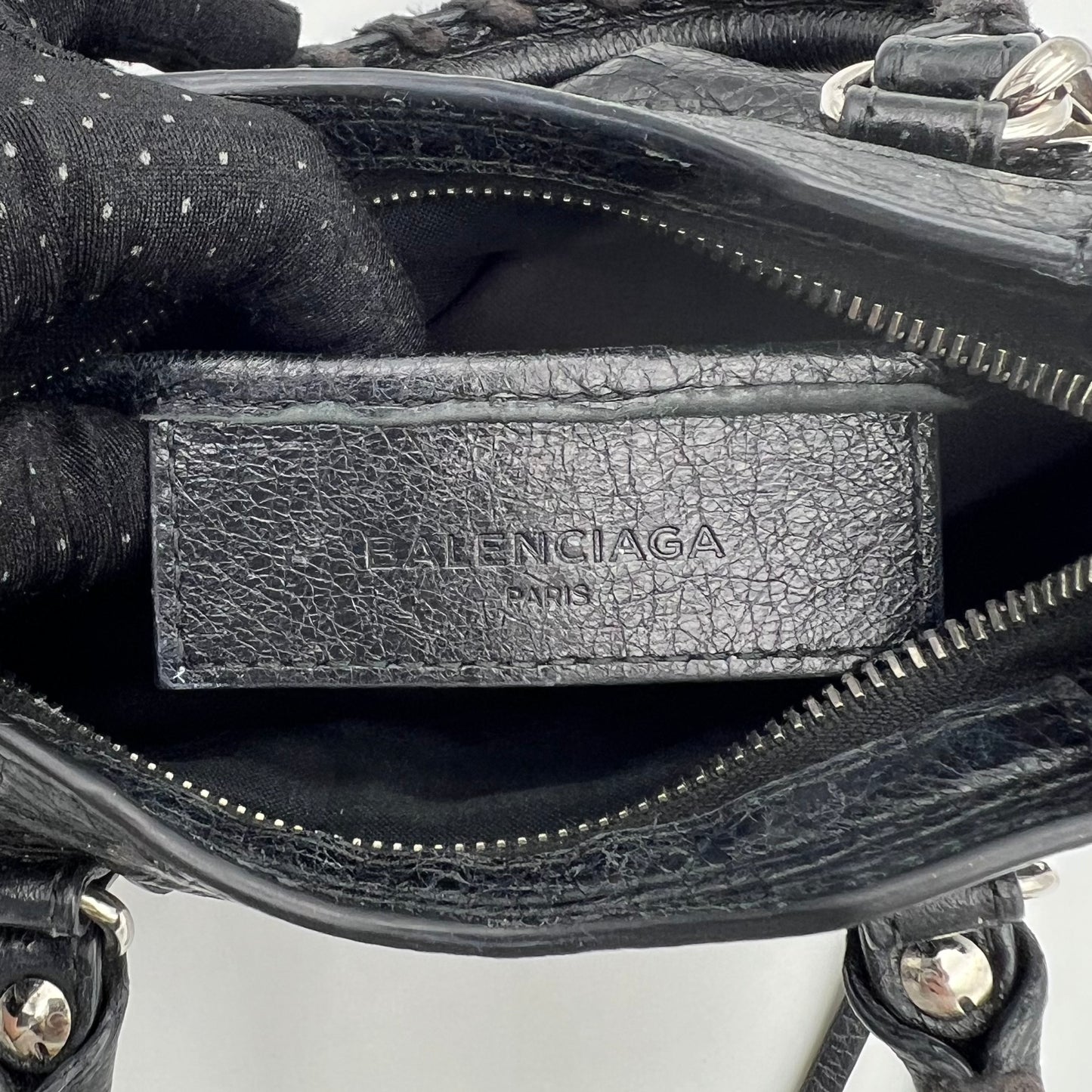 Balenciaga Black Leather Metallic Hardware Classic Nano City SHW