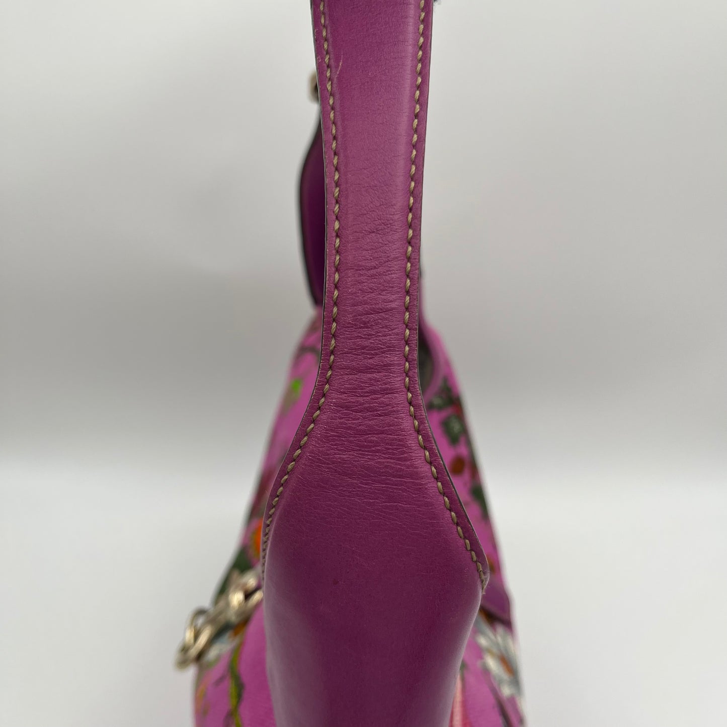 Gucci Purple Pink Floral Canvas and Leather Jackie Hobo Shoulder Bag