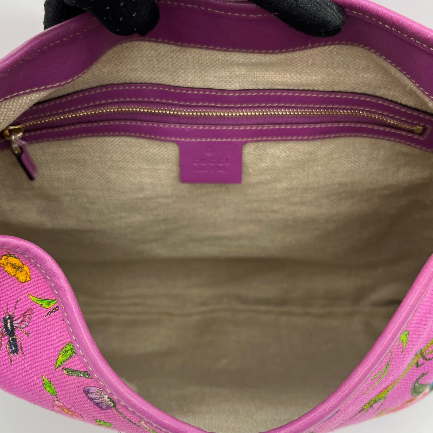 Gucci Purple Pink Floral Canvas and Leather Jackie Hobo Shoulder Bag