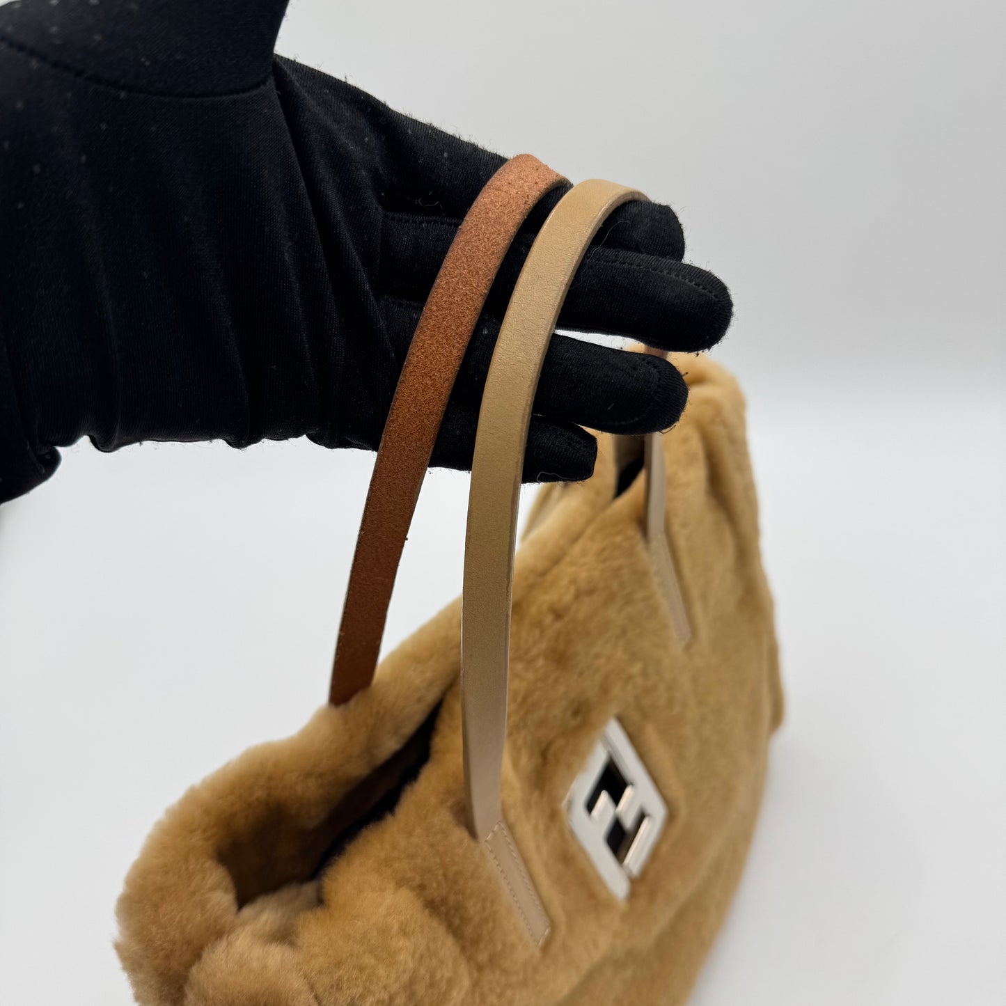 Fendi Light Brown Fur Shearling FF Handbag