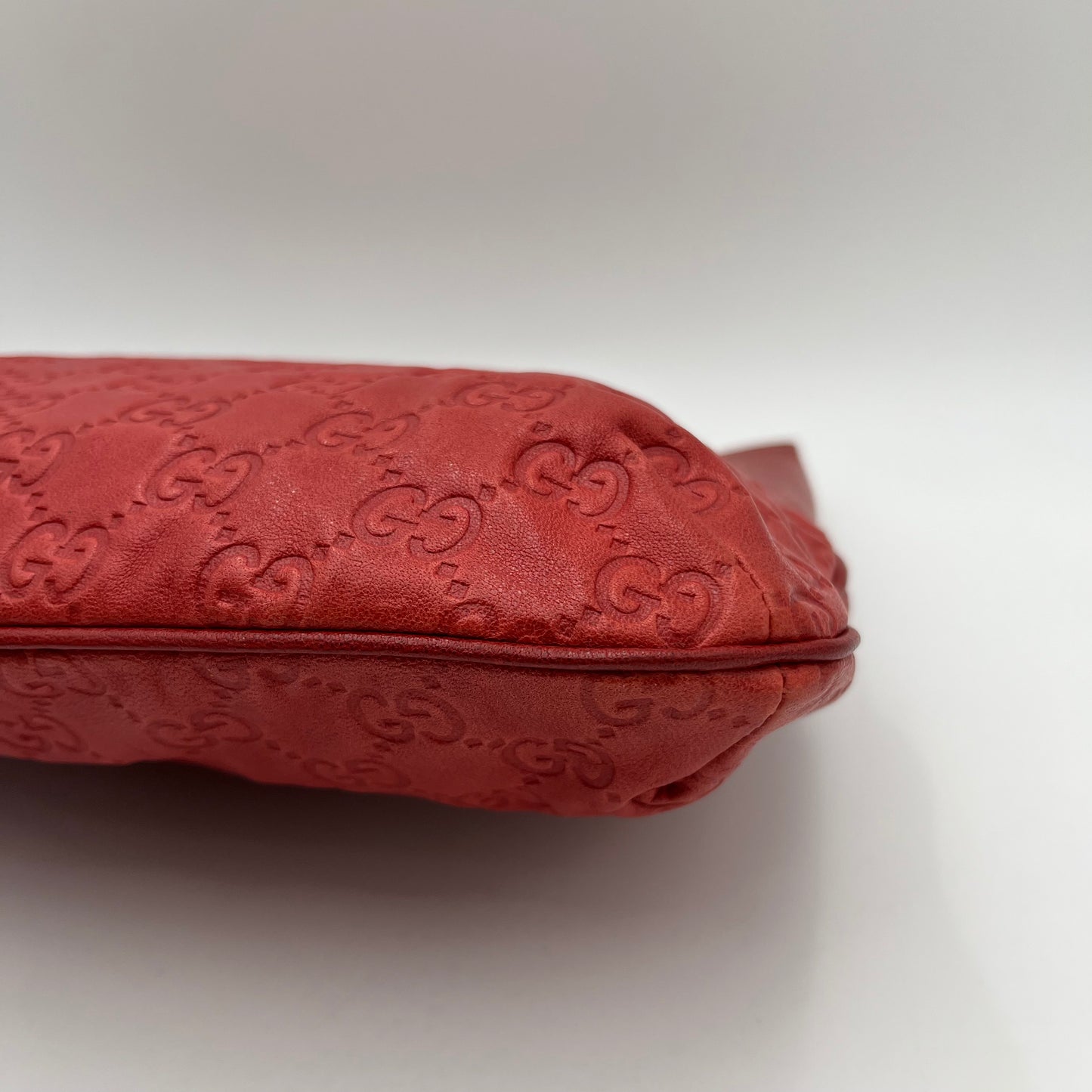 Gucci Red Guccissima Leather GG Flower Hobo Bag