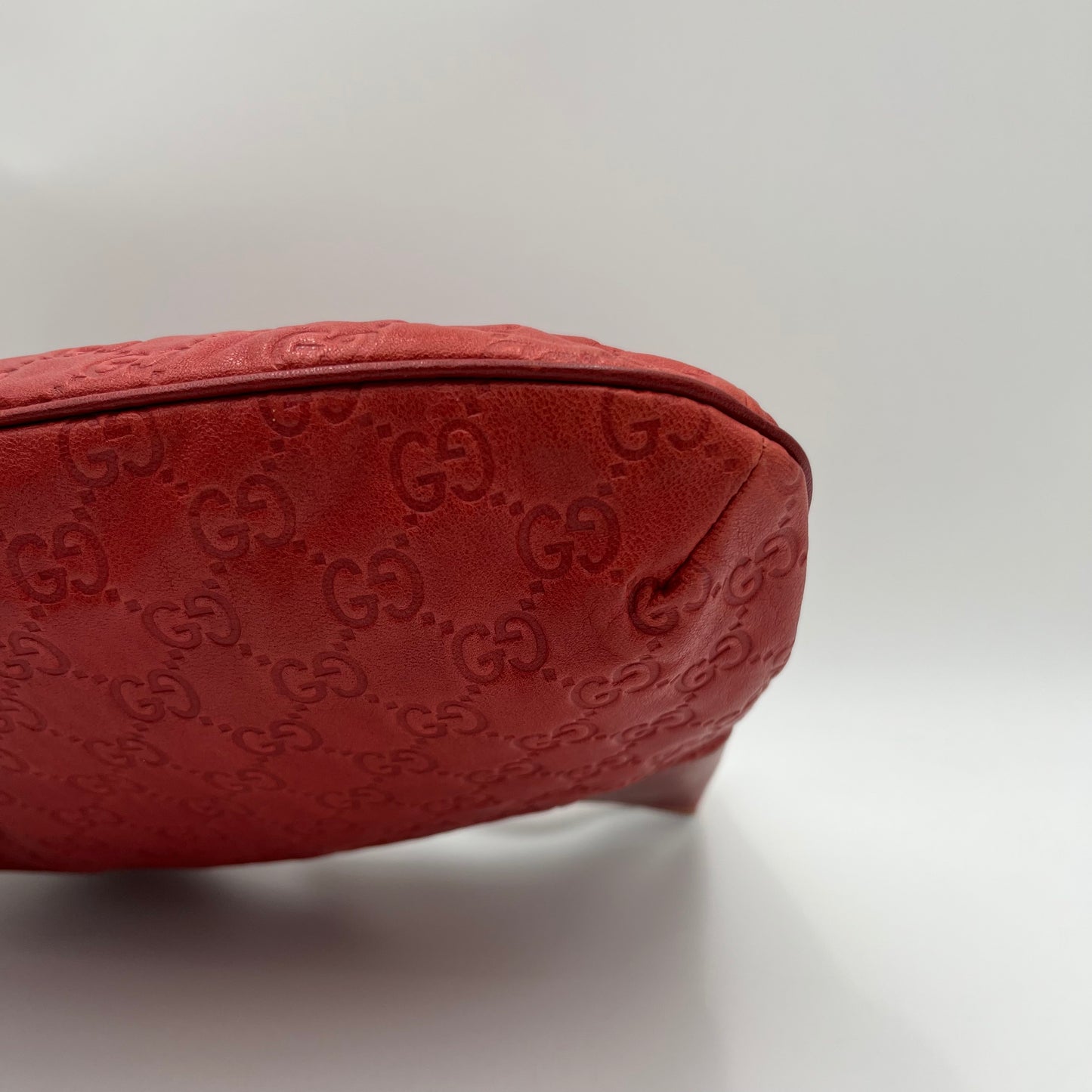 Gucci Red Guccissima Leather GG Flower Hobo Bag