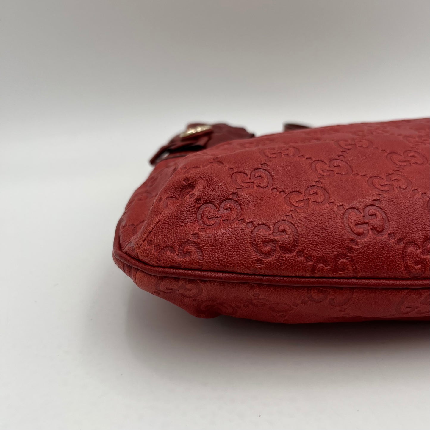 Gucci Red Guccissima Leather GG Flower Hobo Bag