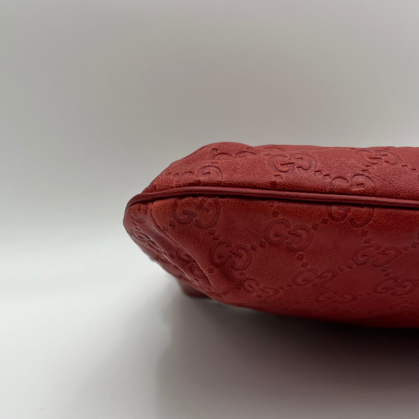 Gucci Red Guccissima Leather GG Flower Hobo Bag