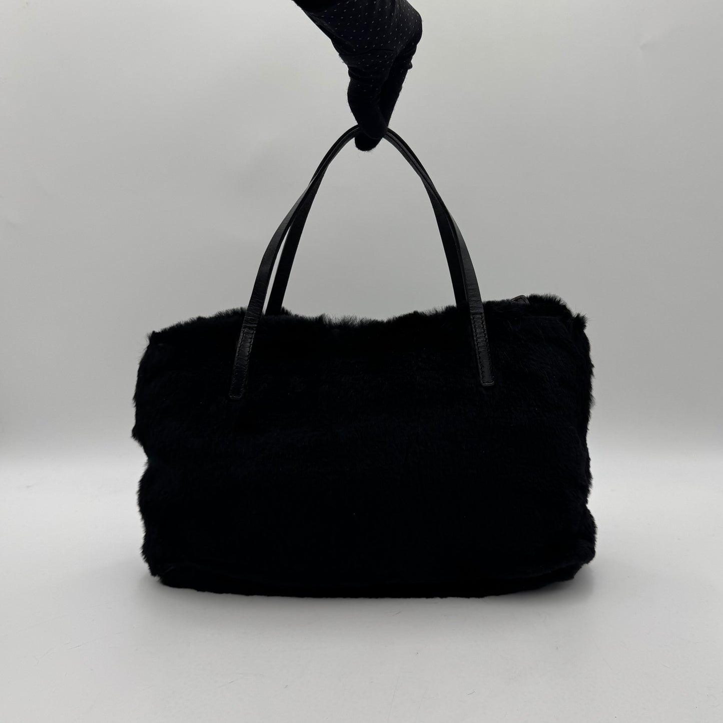Fendi Black Fur FF Handbag SHW