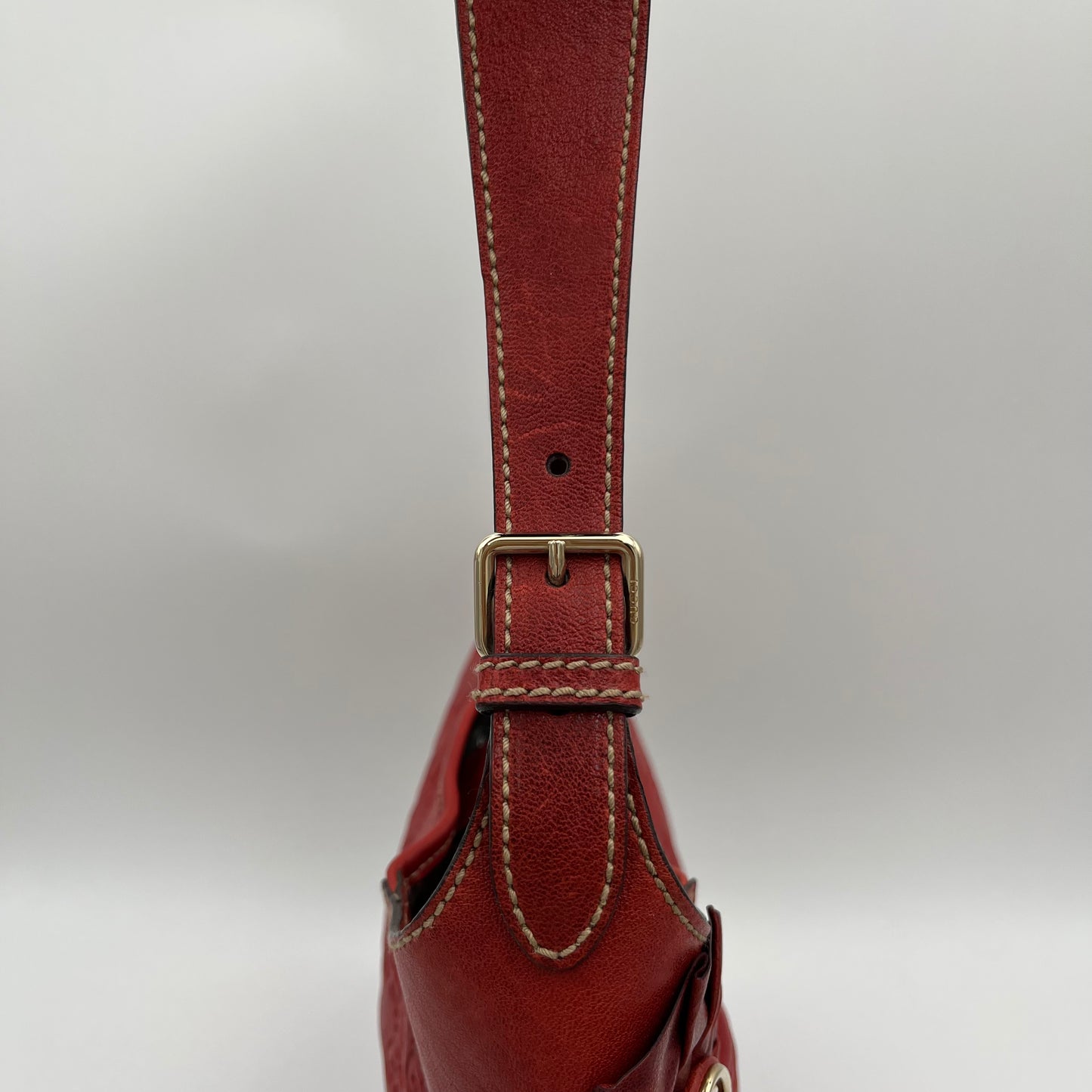 Gucci Red Guccissima Leather GG Flower Hobo Bag