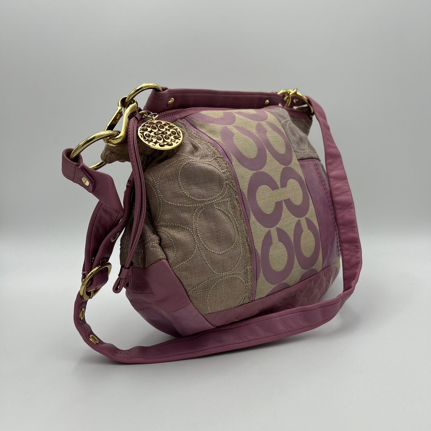 Coach Purple Signature Patchwork Hobo Two-Way Bag