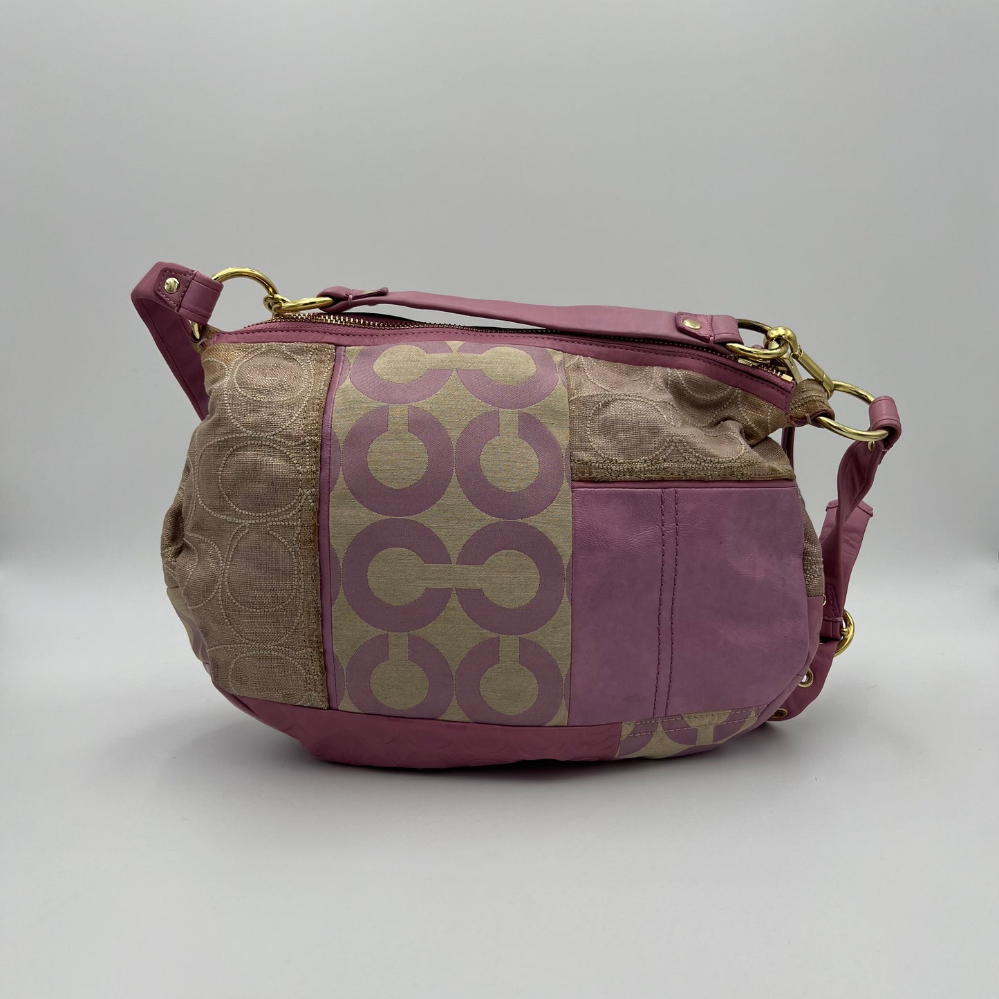 Coach Purple Signature Patchwork Hobo Two-Way Bag