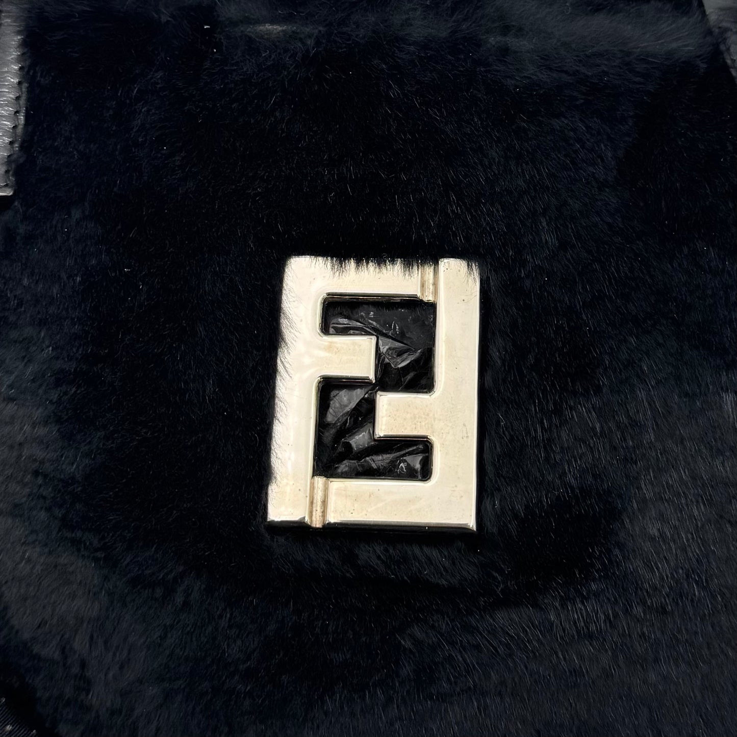 Fendi Black Fur FF Handbag SHW