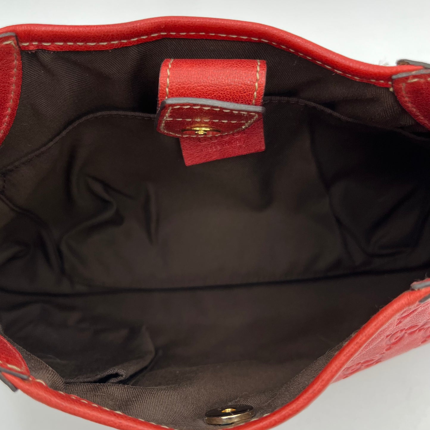 Gucci Red Guccissima Leather GG Flower Hobo Bag