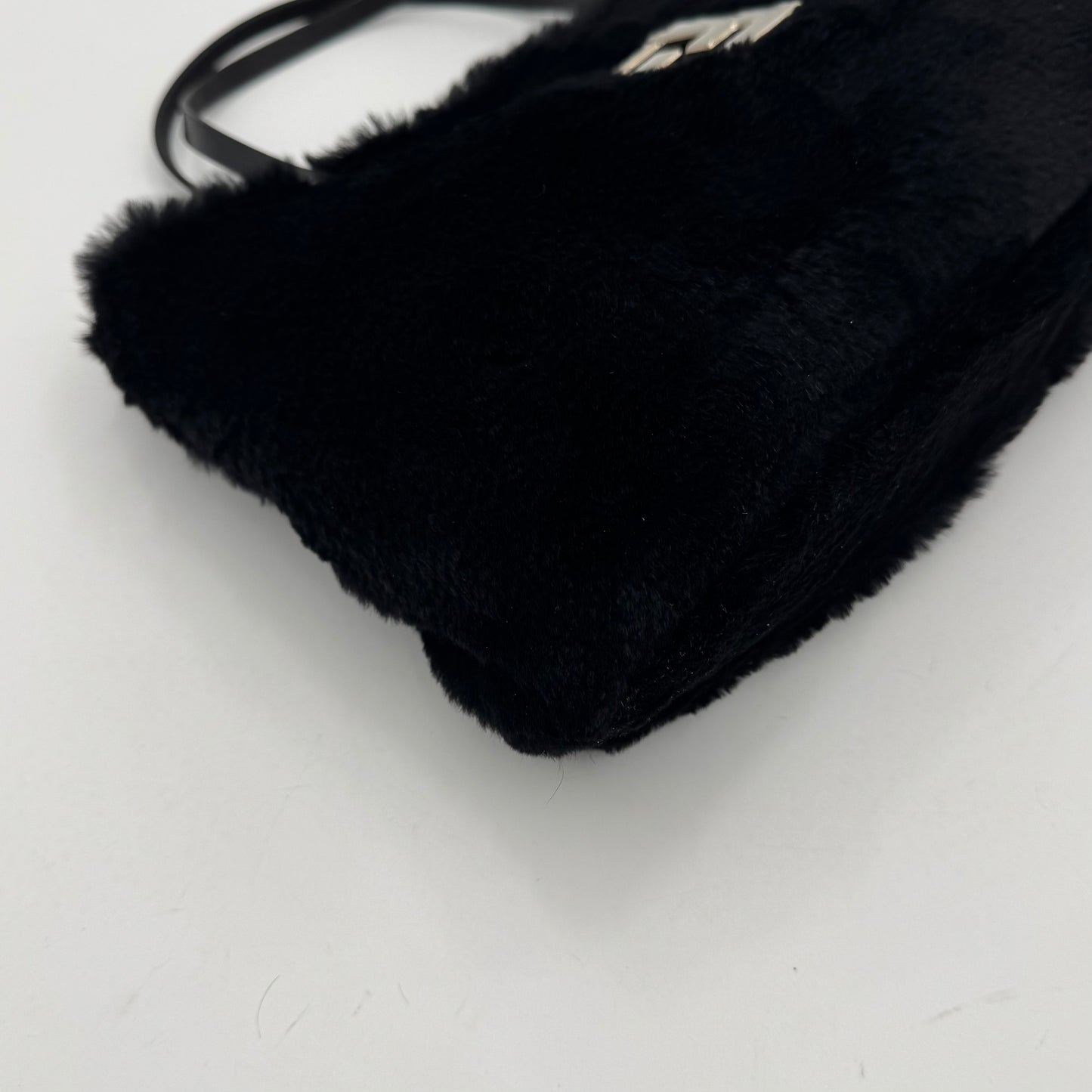Fendi Black Fur FF Handbag SHW