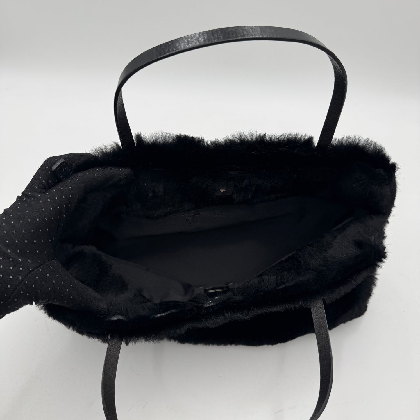 Fendi Black Fur FF Handbag SHW