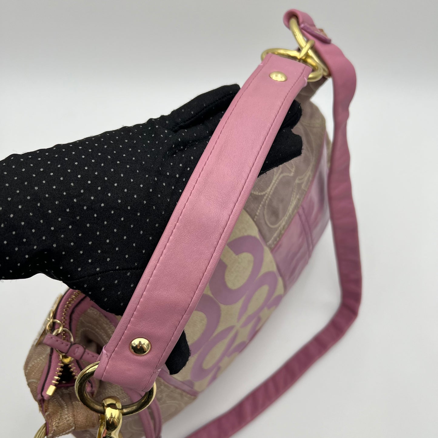 Coach Purple Signature Patchwork Hobo Two-Way Bag
