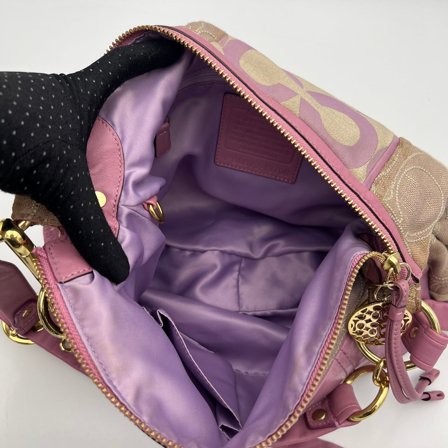 Coach Purple Signature Patchwork Hobo Two-Way Bag