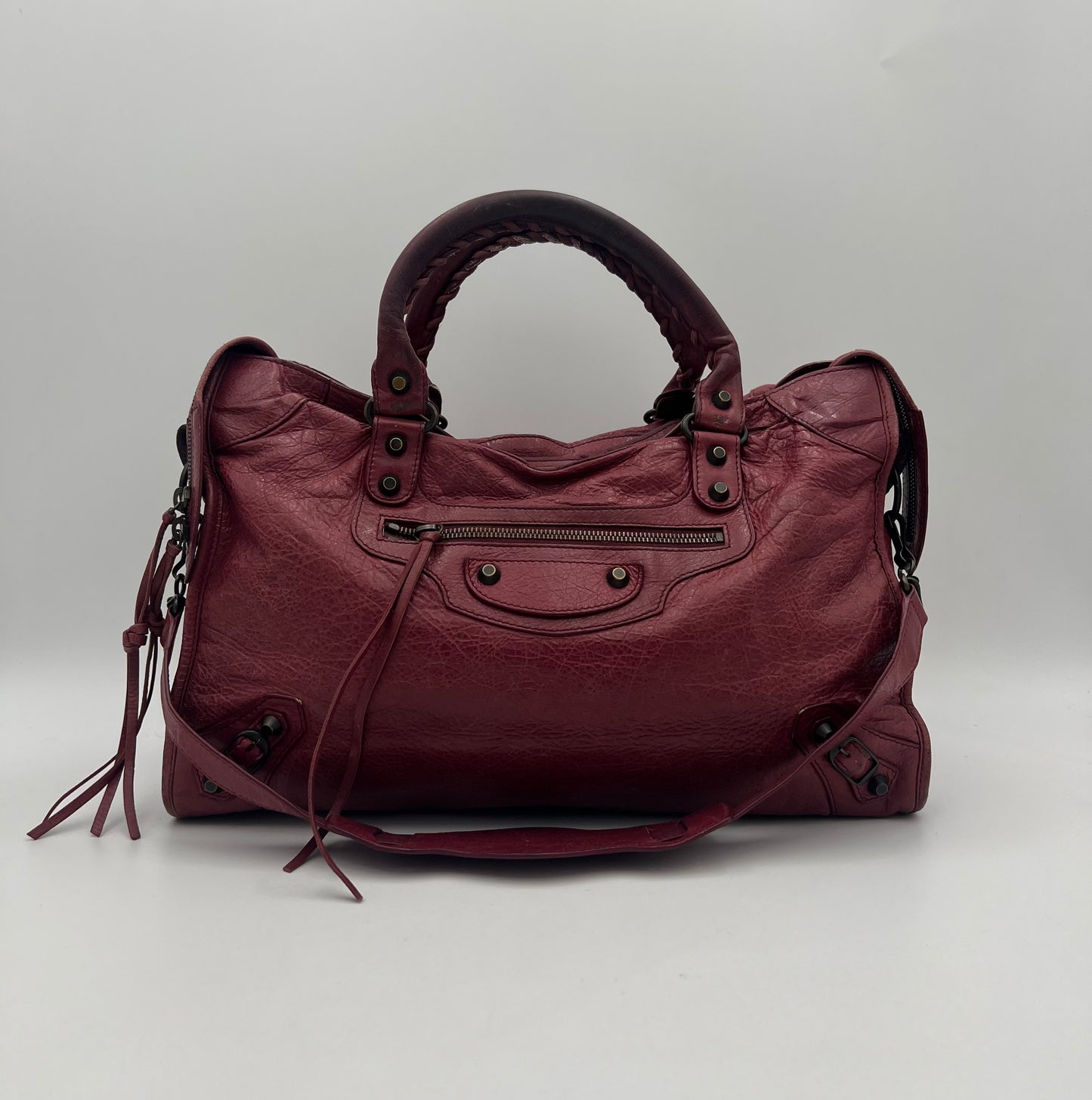 Balenciaga Burgundy Leather Classic City (no mirror)