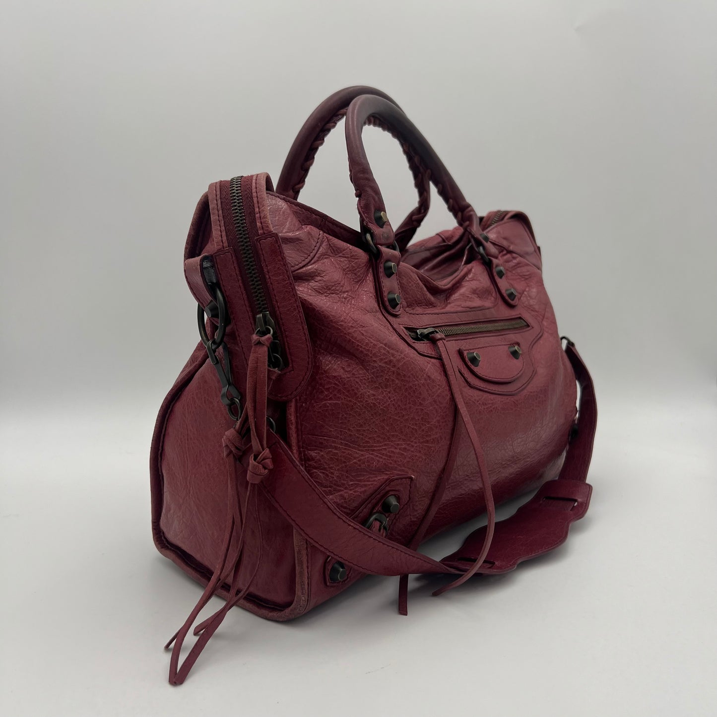 Balenciaga Burgundy Leather Classic City (no mirror)