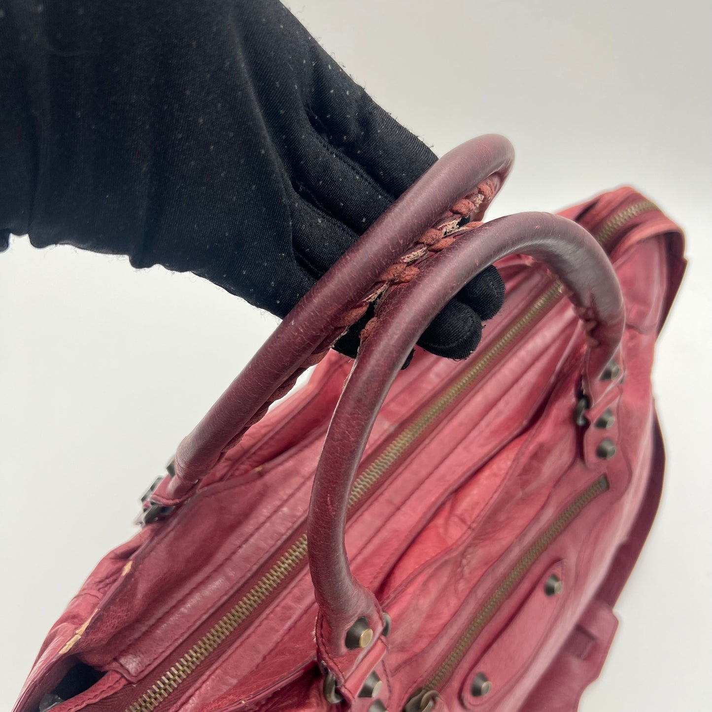 Balenciaga Burgundy Leather Classic City (no mirror)