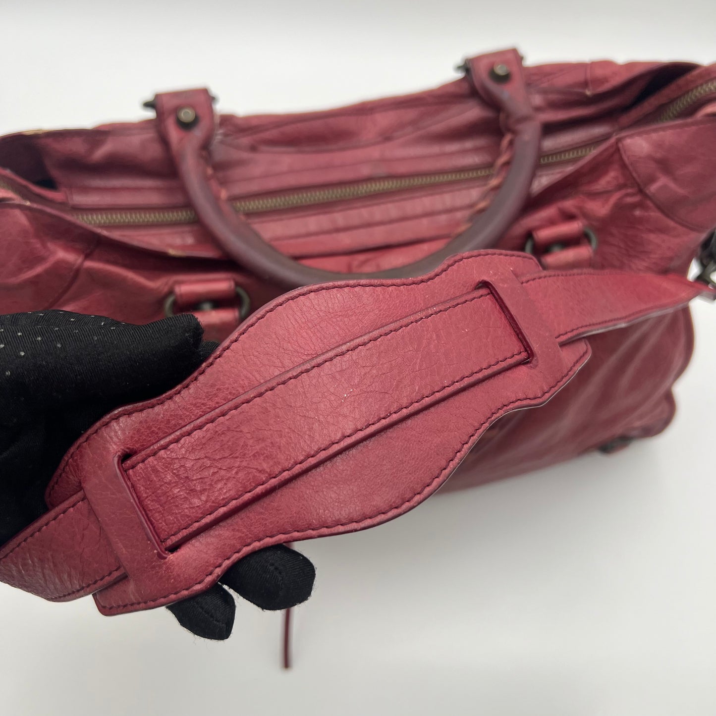 Balenciaga Burgundy Leather Classic City (no mirror)